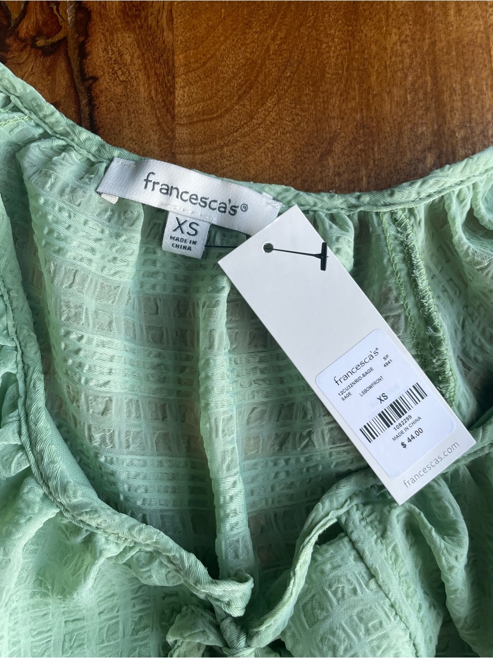 Pinterest Soft Girl Fairycore 2 Piece Outfit Green Ruffle Top Linen Pants NWT - Picture 4 of 9